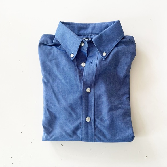 Lands End Boys Bundle Of Oxford Shirt in Blue And Peach  Yellow NWOT - Picture 15 of 16